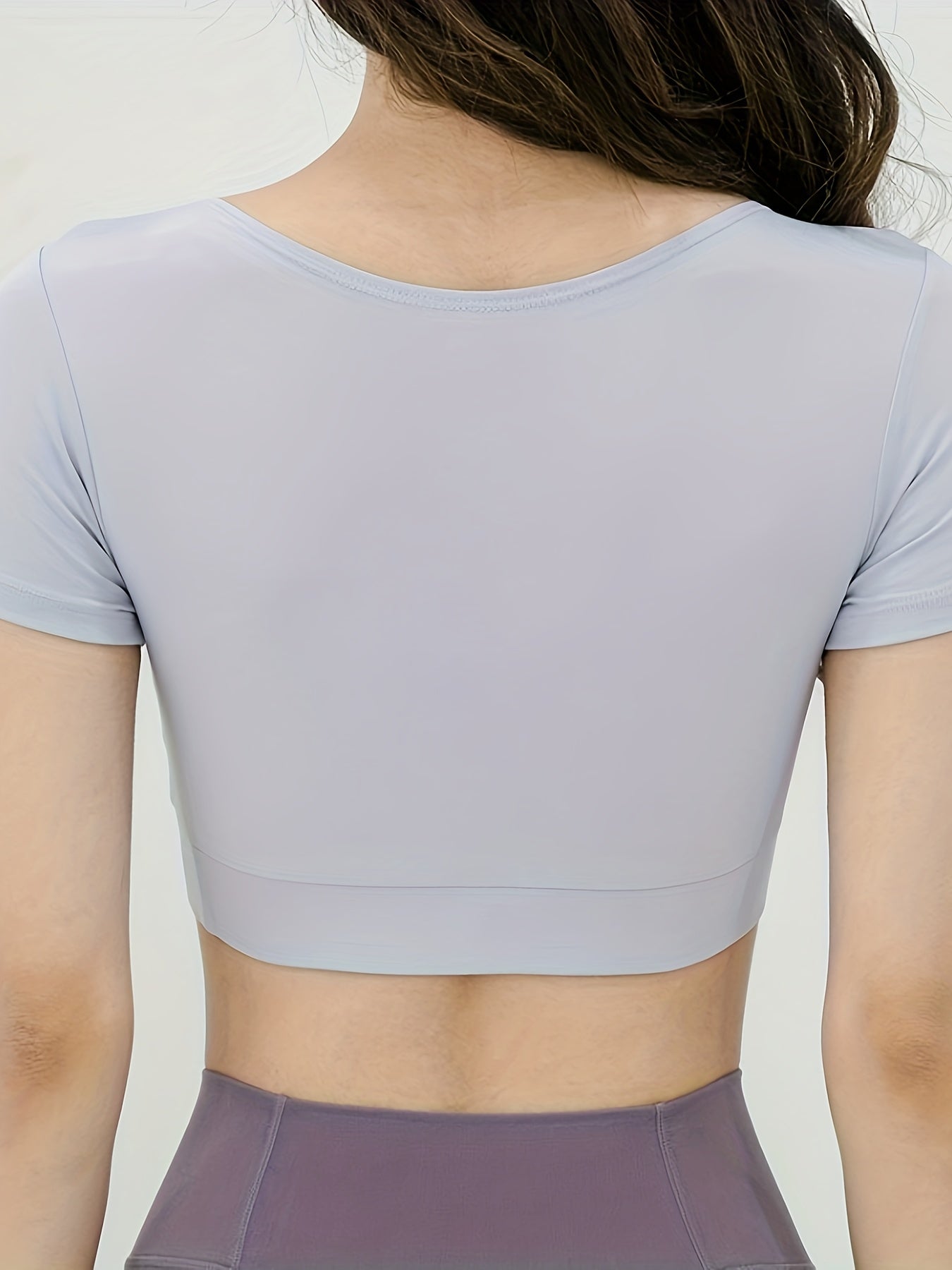 V Neck Crop Yoga Top Short Sleeves High Stretch
