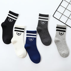 5 Pairs Boys Kids Breathable Crew Socks Spring Autumn
