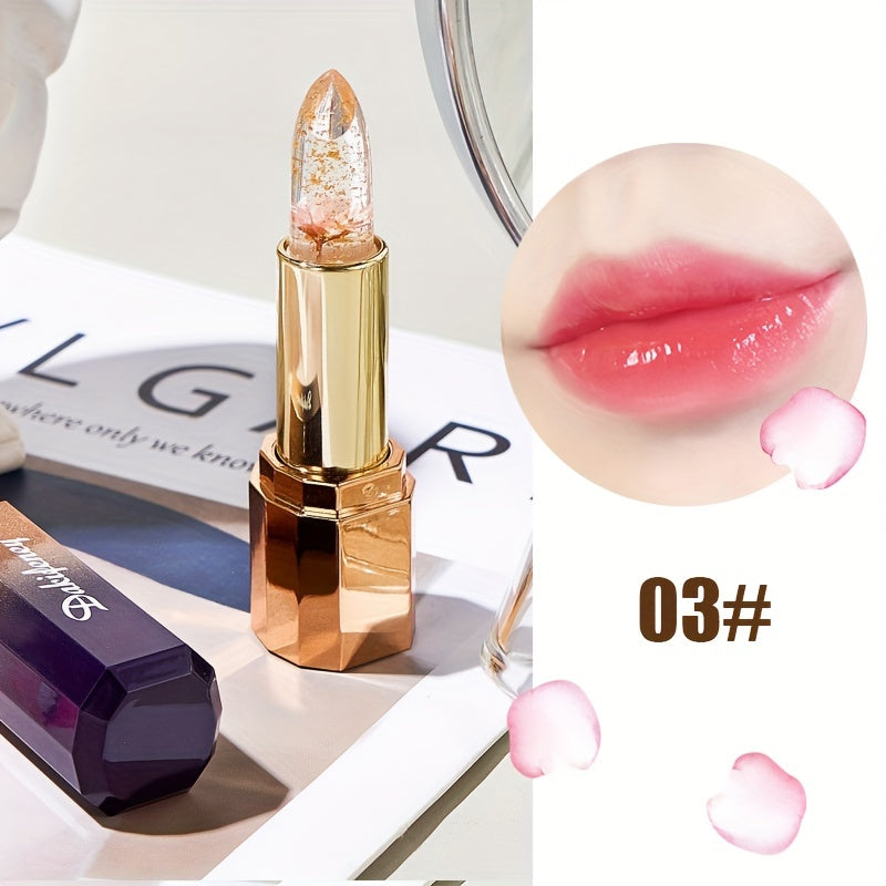 Color Changing Flower Lipstick with Temperature Sensing Golden Foil