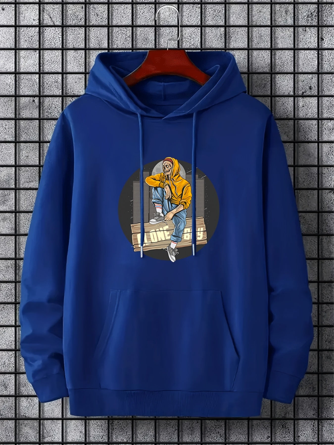 Alone Boy Print Hoodies For Men Graphic Sweatshirt With Kangaroo Pocket