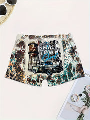 Plus Size Western Style Shorts Women's Plus Graphic & Art Letter & Leopard Print