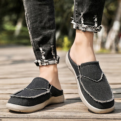 Men's Canvas Slip On Mules Lightweight Comfortable Open Back Shoes
