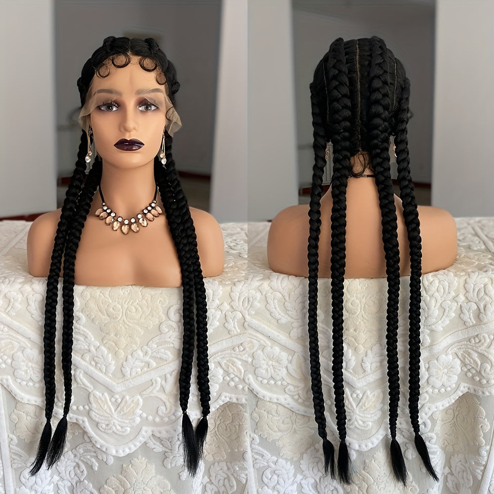 Synthetic Lace Front Wig Braided Wigs With Baby Hair Natural Blonde