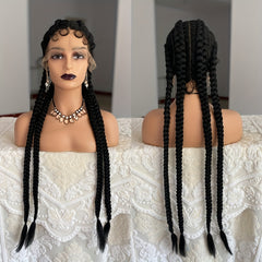 Synthetic Lace Front Wig Braided Wigs With Baby Hair Natural Blonde