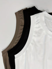 3 Pack Women's Plus Size Basic Tank Top Set Solid Round Neck Fitted 3pcs