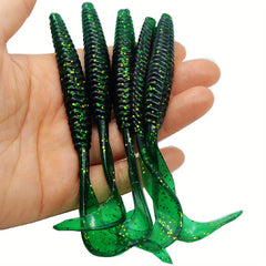 5pcs Soft Fishing Lure Twister Tail Bass Baits