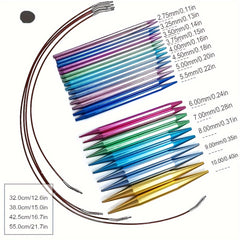 Aluminum Circular Knitting Needles Set Interchangeable Crochet Hooks Weaving