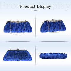 Pleated Frame Metal Chain Banquet Bag Kiss Lock Bridal Wedding Handbag