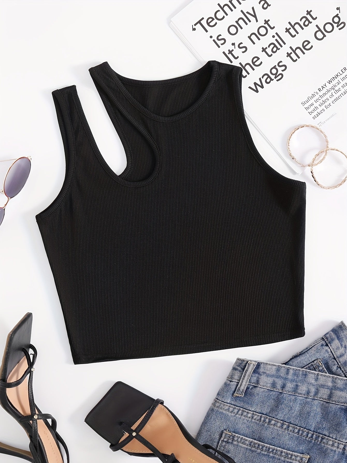 Sexy Sleeveless Tank Top Asymmetrical Neck for Summer