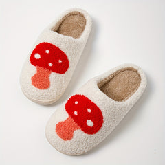 Cozy Plush House Slippers Mushroom Shoes Men Winter Anti-slip Indoor