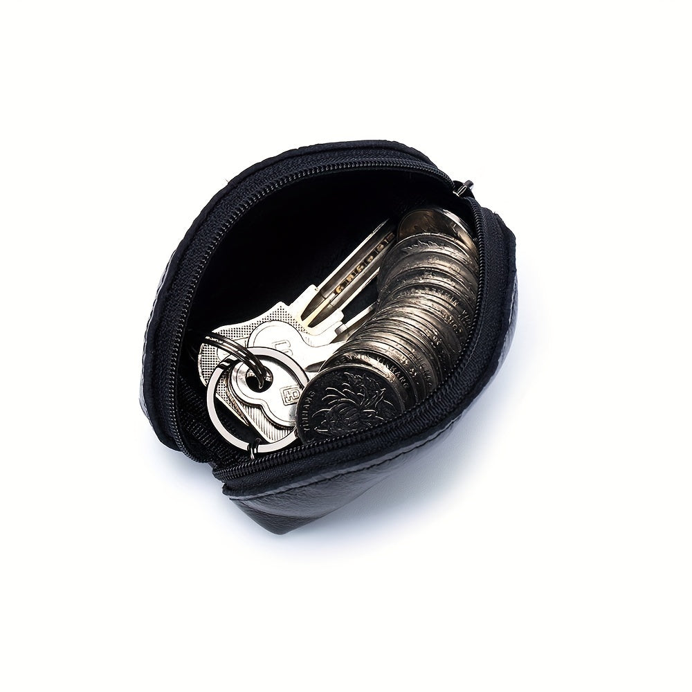 Small Leather Coin Purse Zipper Storage Bag