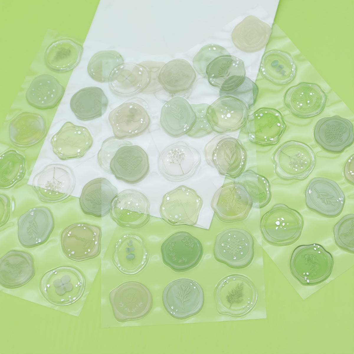 DIY Green Flower Branch Leaf Fire Paint Seal Stickers 18pcs