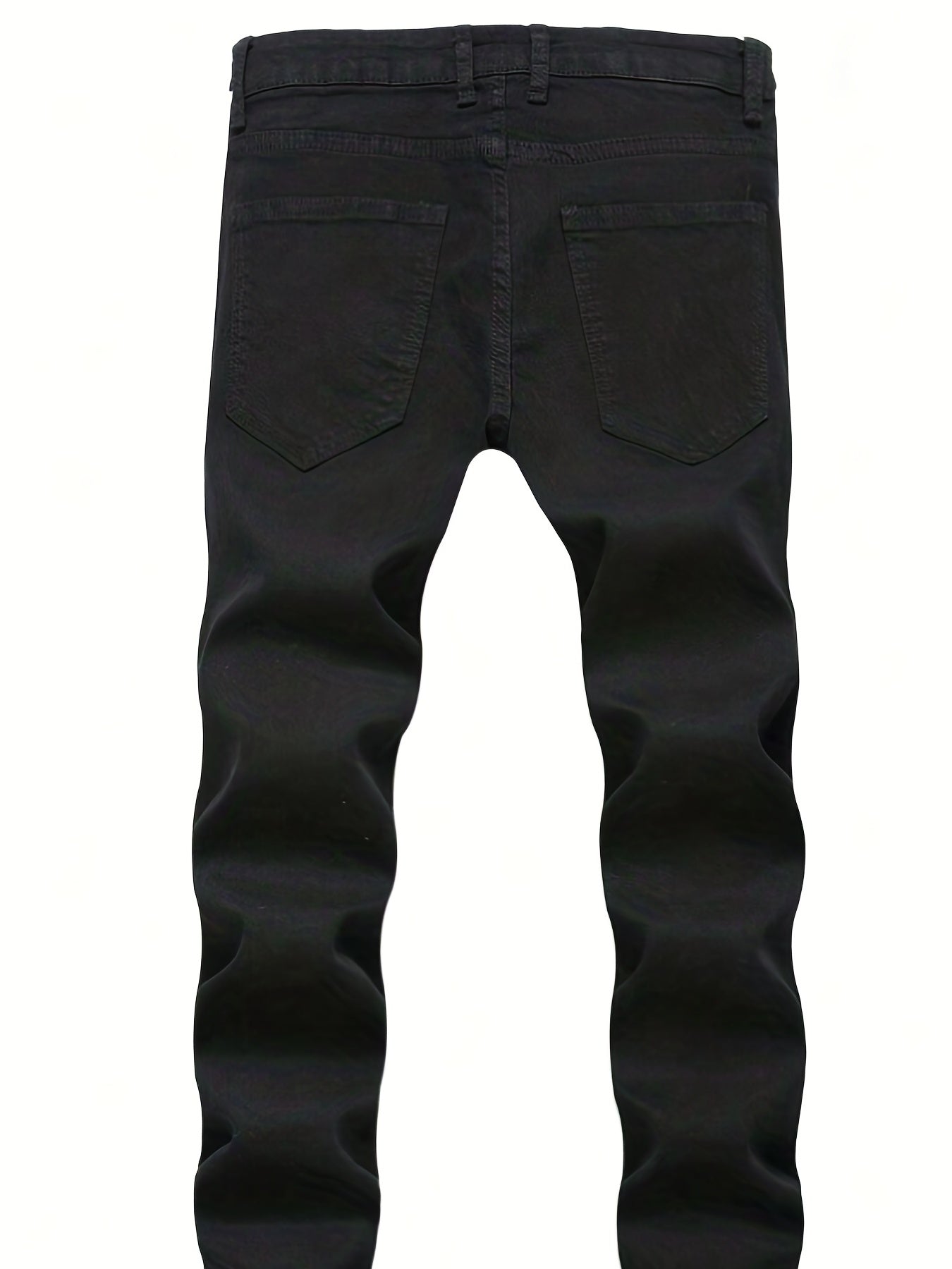 Slim Fit Rose Embroidery Ripped Jeans Men's Casual Street Style Stretch Denim