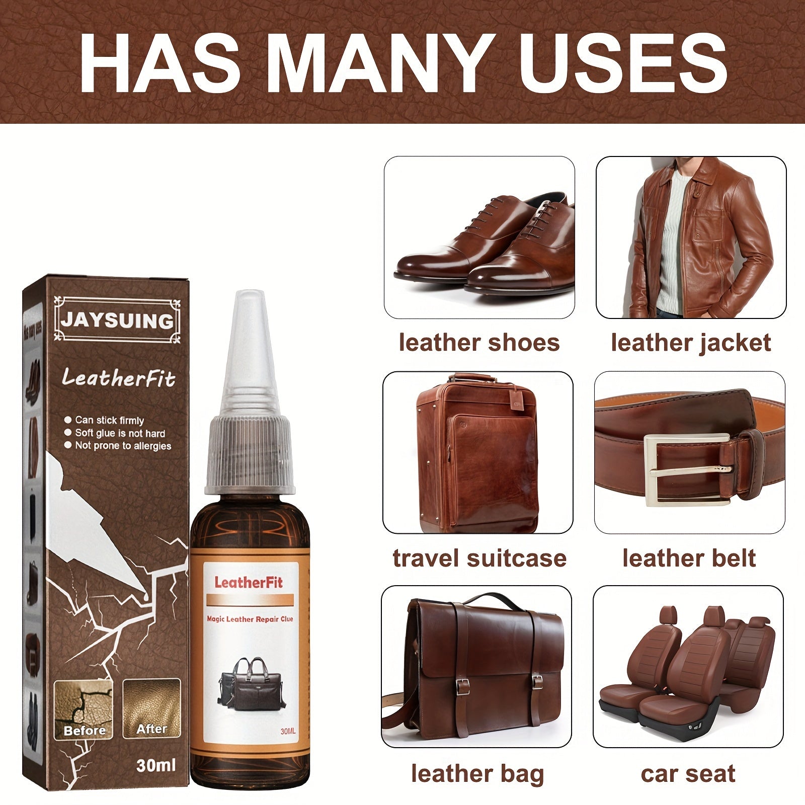 Leather Repair Glue for Car Sofa Bag Cracks