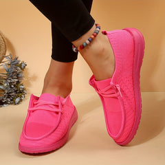 Women's Flying Woven Boat Shoes Lace-Up Slip-On Sneakers