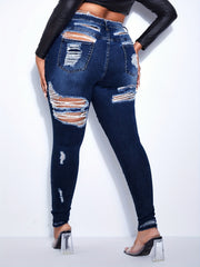 High Waisted Raw Trim Skinny Jeans