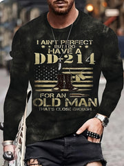 DD 53 Print Men's Long Sleeve Vintage Novelty Tee