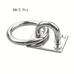 2pcs Stainless Steel Pad Eye Plate Heavy Duty Round Rings for Hammock Chairs