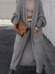 Solid Chunky Long Sleeve Cardigan with Pockets