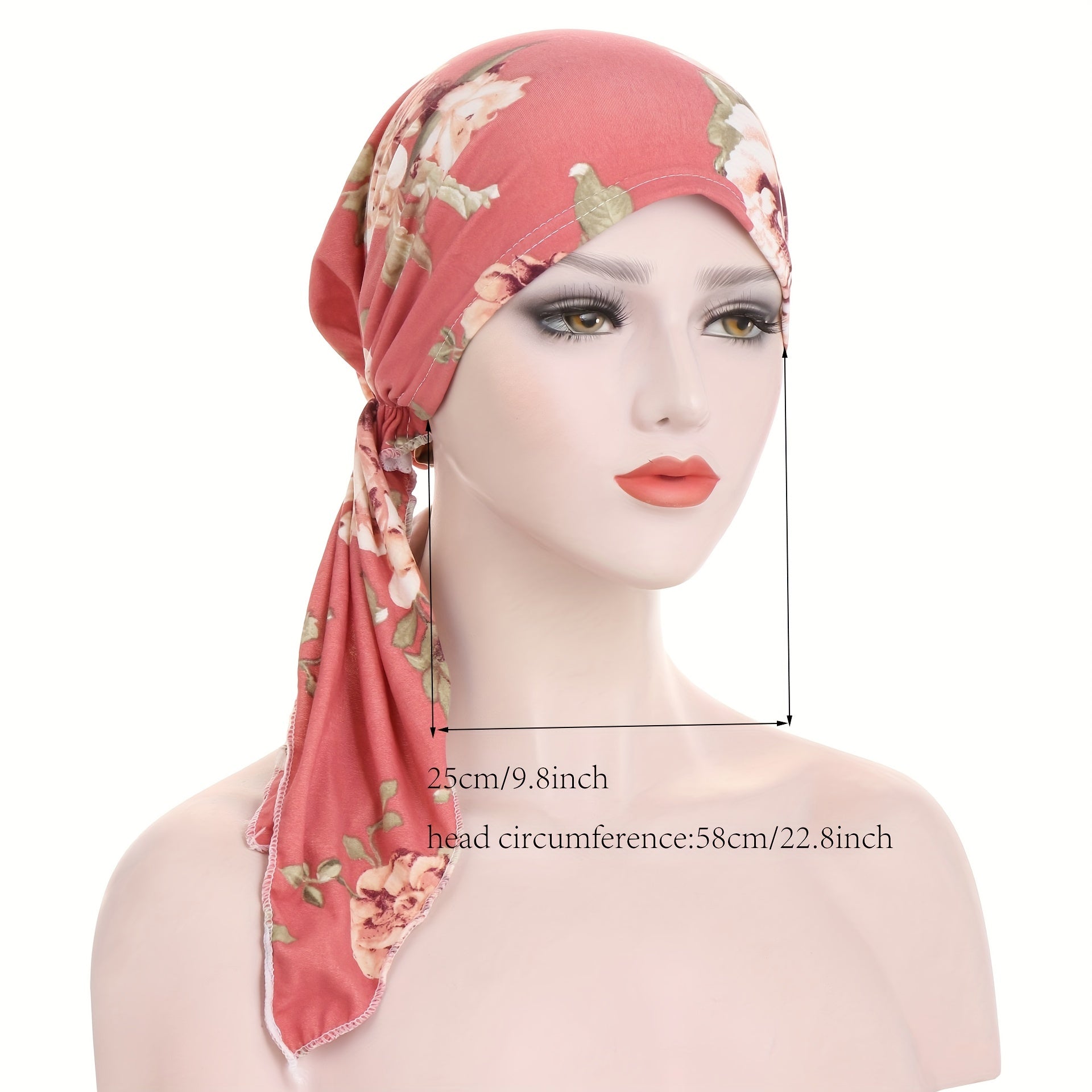 Leopard Flower Print Head Scarf Bandana Women Ramadan Turban Cap