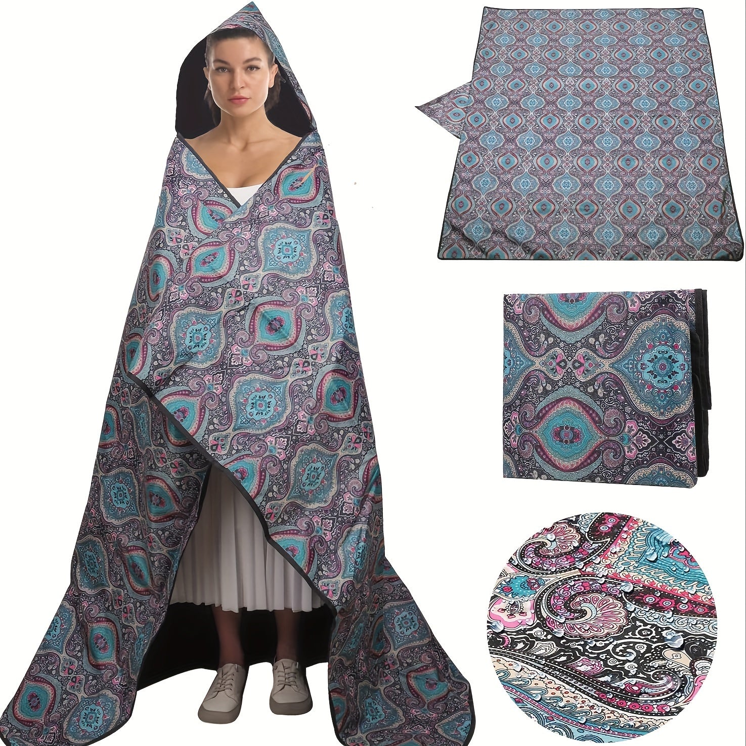 Large Sandfree Beach Blanket Waterproof Mat For 4-6 Adults