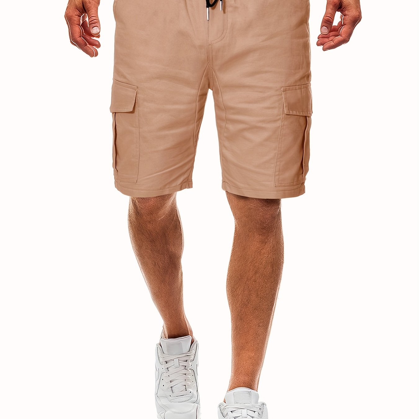 Men's Casual Cotton Cargo Shorts with Elastic Waist