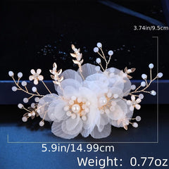 Crystal Flower Leaf Hair Clip Headband Bridal Hair Accessories