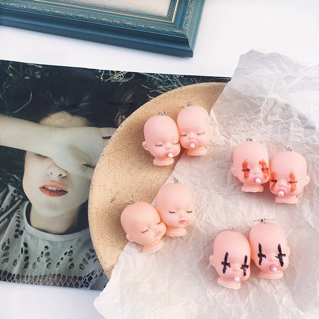 Exaggerated Hip Hop Doll Head Earrings