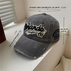 Letter Embroidery Patch Baseball Cap Vintage Washed Distressed Sun Hat