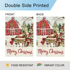 Christmas Farm Horse Garden Flag Double Side Rustic Farmhouse Outdoor Decor
