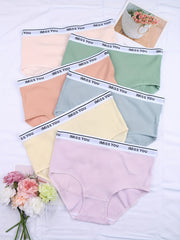 6 Pack Plus Size Panties Set Women's Plus Soft Contrast Letter