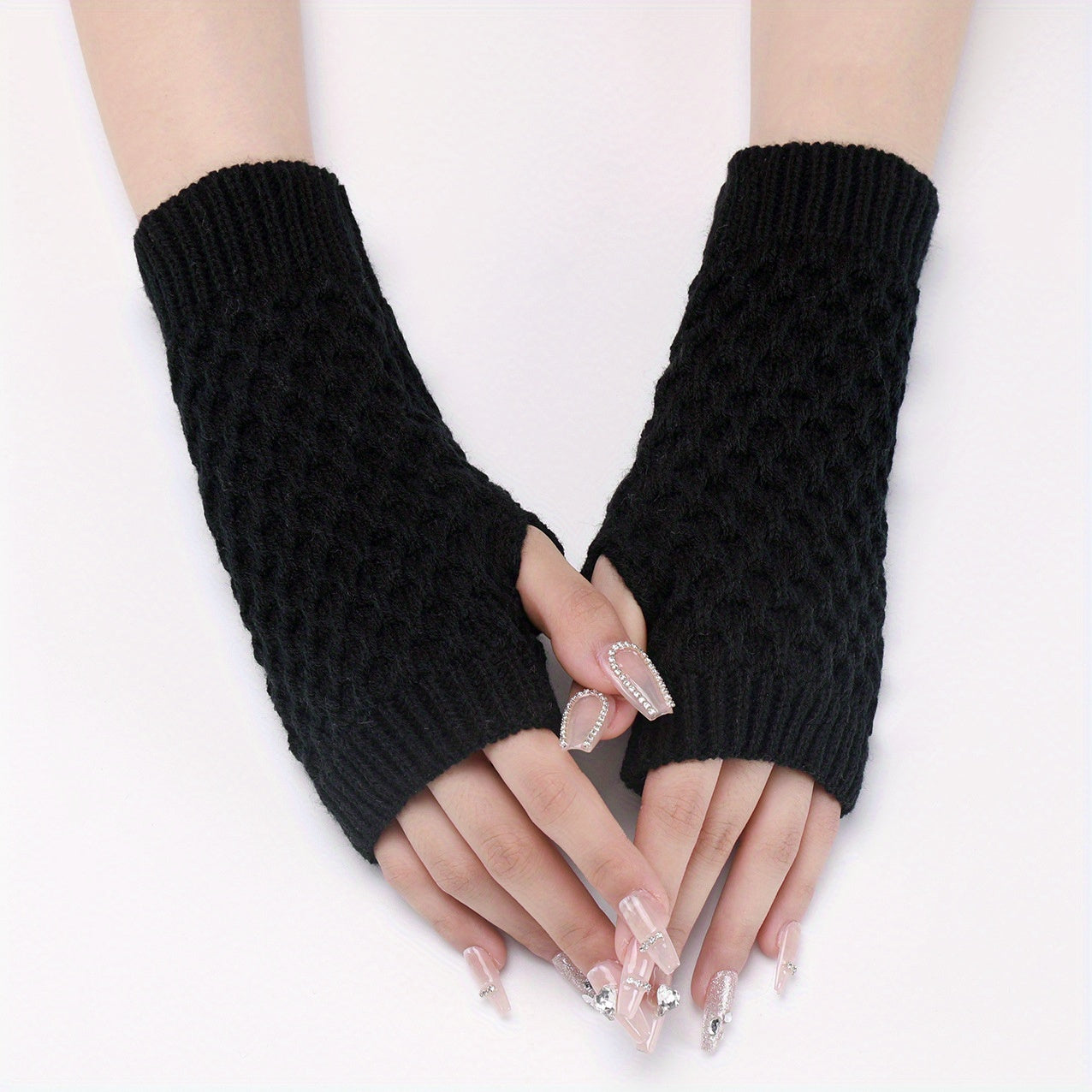 Pineapple Flower Knit Gloves Arm Sleeves for Women