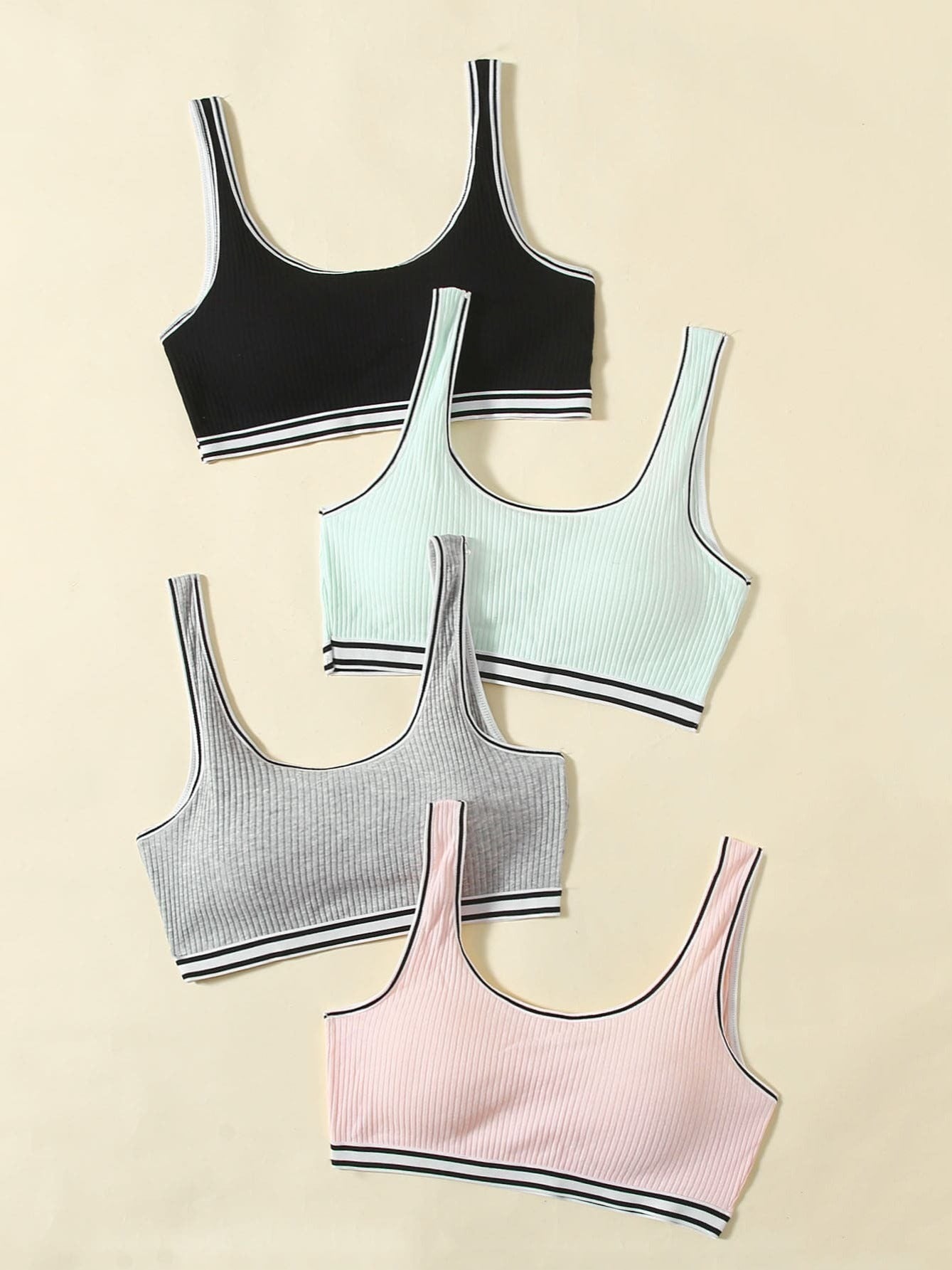 4pcs Solid Sports Bra Set in Various Colors