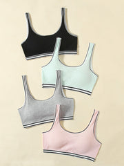 4pcs Solid Sports Bra Set in Various Colors