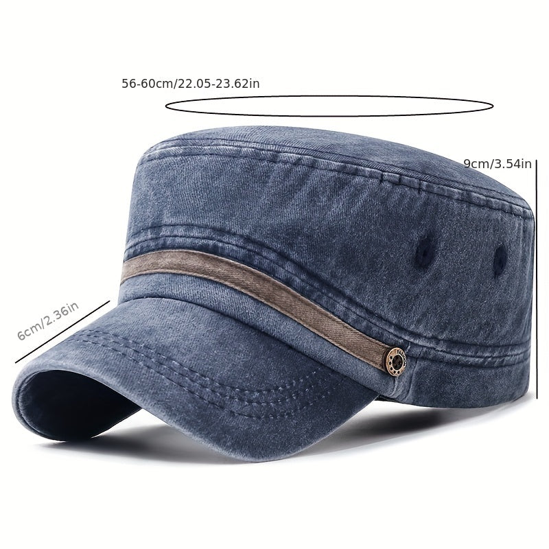 Distressed Cotton Flat Hat for Men