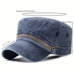 Distressed Cotton Flat Hat for Men