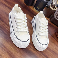 Colorblock Lace-Up Canvas Shoes Non-Slip Thick Sole