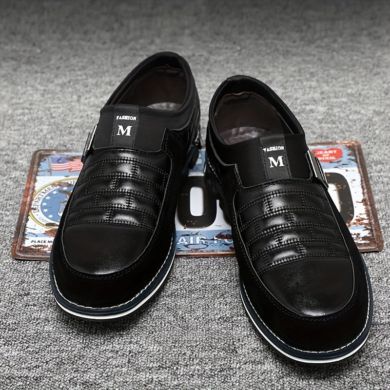 Men's Smart Casual Slip-On Dress Shoes with Stitching Detail
