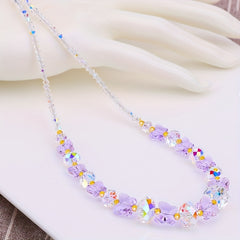 Multicolor Butterfly Crystal Beads Necklace for Girls Women