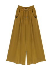 Solid Drawstring Flared Leg Pants Plus Size