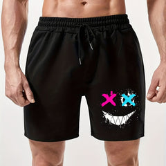 Grimace Print Men's Drawstring Shorts Casual Loose Summer Clothing