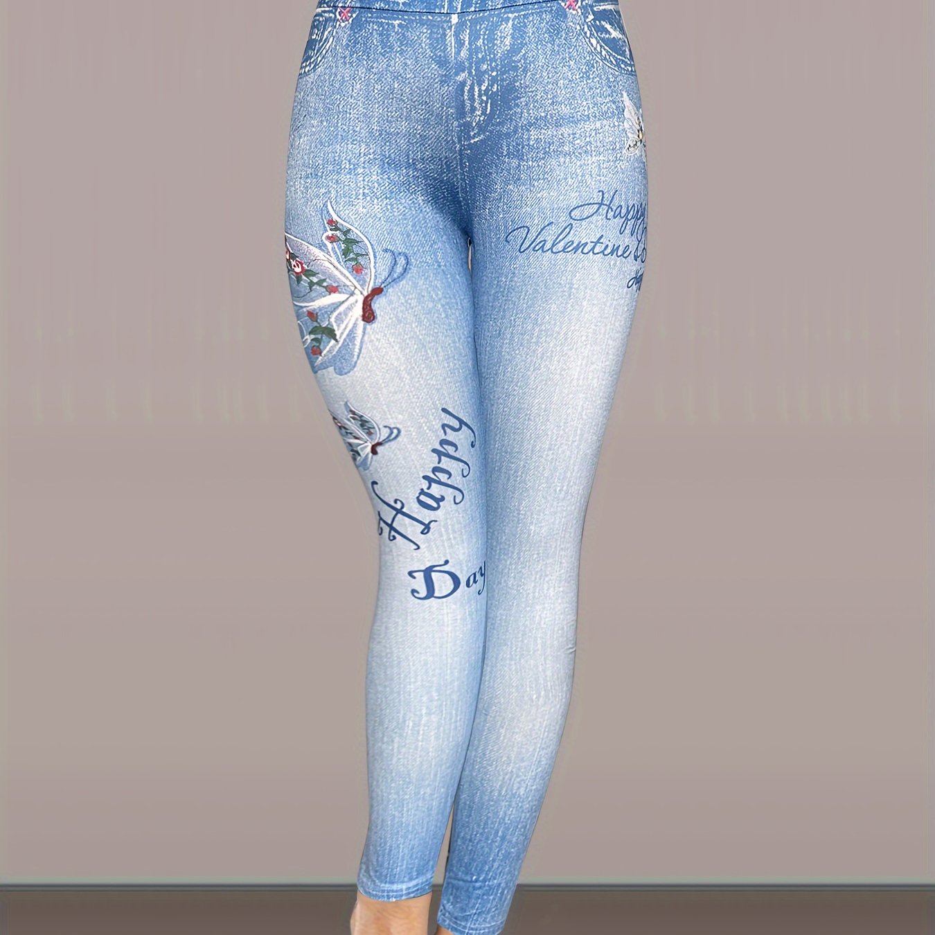 Denim Butterfly Yoga Tight Pants Fitness Leggings