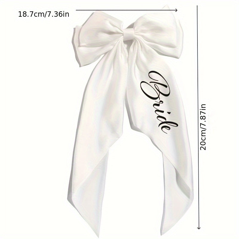 Bride Satin Bow Headpiece Wedding Hair Accessory Secure Hair Clip for Updos