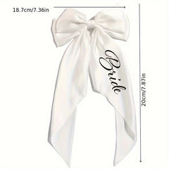 Bride Satin Bow Headpiece Wedding Hair Accessory Secure Hair Clip for Updos