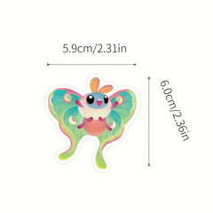 60pcs Cartoon Moth Stickers Waterproof Vinyl For Water Bottle