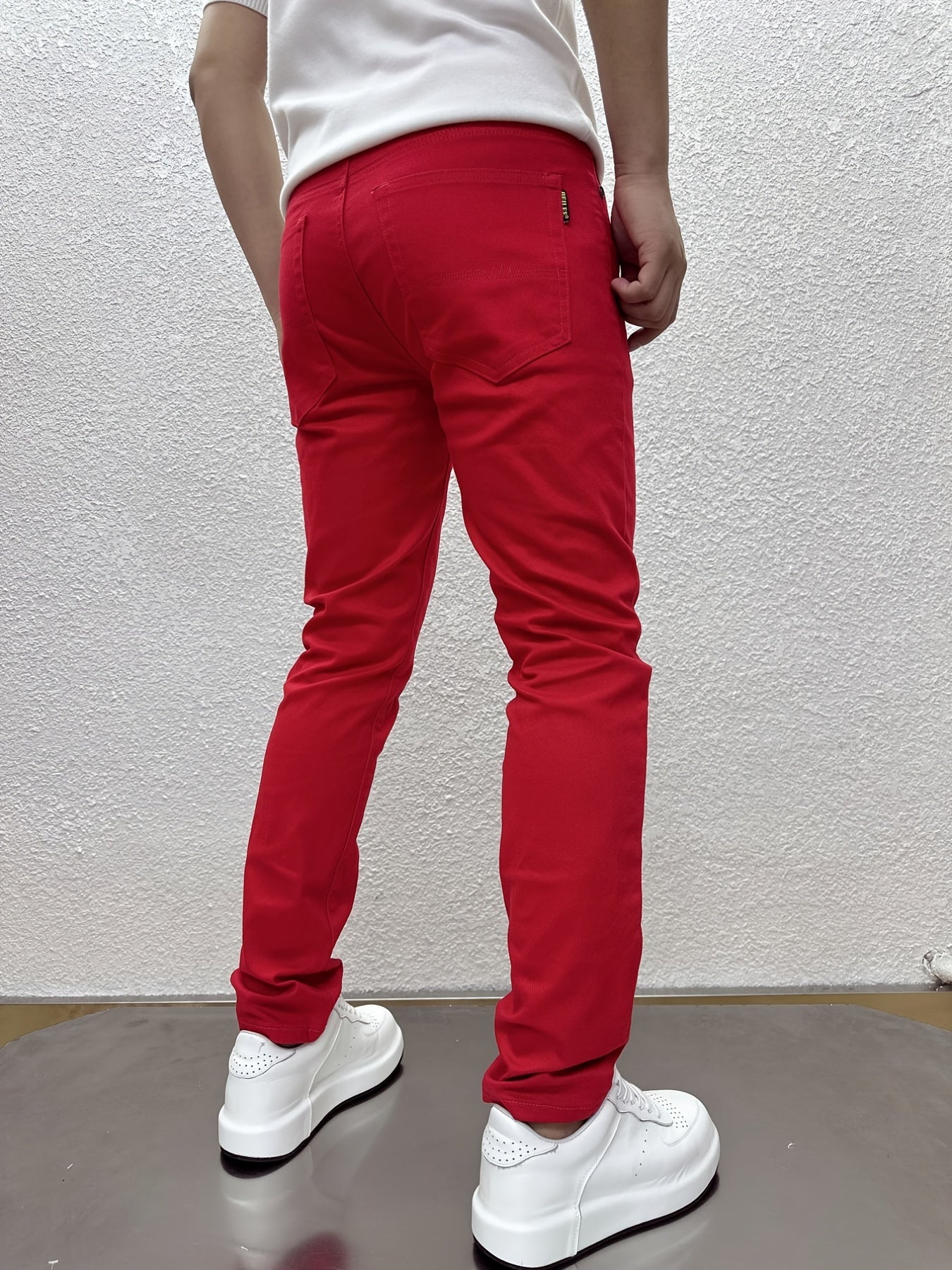 Mens Slim Red Jeans Spring Autumn