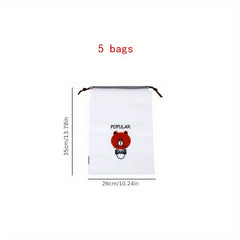 5Pcs Clear Drawstring Shoes Bag Set Travel Shoes Storage Pouch