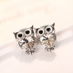 Rhinestone Owl Stud Earrings Decorative Accessories Holiday Gift