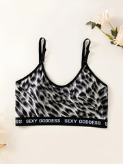 3 Pcs Leopard Print Wireless Bra Stretch Push Up Everyday Lingerie