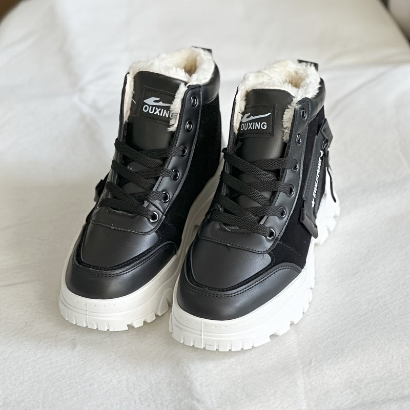 Women's Plush Lined Thermal Snow Boots Non Slip Chunky Shoes